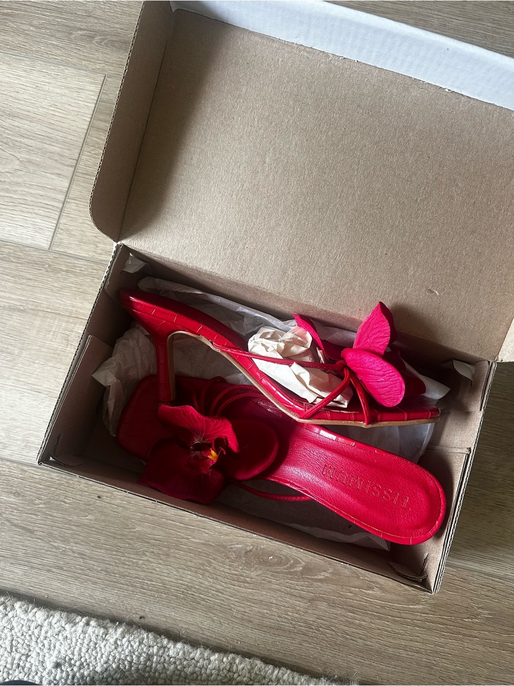 Red Floral High-Heel Sandals - Women's Dress Shoes